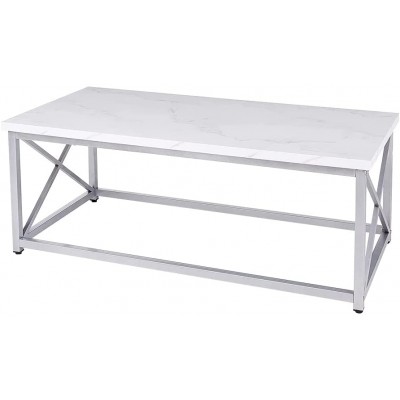 AZL1 Life Concept Modern Coffee Table for Living Room Center Table with Metal Frame Glossy White