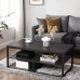 Black Coffee Table for Living Room Modern Industrial Center Table Furniture with Drawers Storage 43”