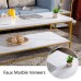Bonnlo Faux Marble Coffee Table 41.7 Marble Coffee Table White and Gold Coffee Table Marble Top Coffee Table White Marble Coffee Table with Metal Frame for Living Room Rectangular Coffee Table