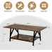 CO-Z 47 Industrial Coffee Table with Storage Shelf Wood and Metal Legs for Living Room 2-Tier Accent Cocktail Table Easy Assembly Rustic Brown