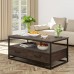 Coffee Table for Living Room 43” Wooden Cocktail Table with Storage Shelf and 2 Drawers Rustic Center Table for Home Office Dark Brown