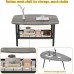 Coffee Table Small Coffee Table with Wooden Finish and Metal Legs Oval Coffee Table with Storage Shelf 2-Tier Modern Central Table for Living Room and Office Grey