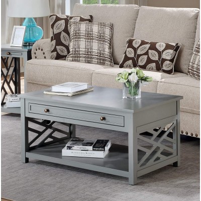 Coventry 36 W Wood Coffee Table with 1-Drawer Gray