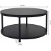 EdMaxwell Round Coffee Table Black Coffee Tables for Living Room 35.8 Rustic Industrial Design Circle Table Furniture Sturdy Metal Frame Legs Cocktail Table with Storage Open Shelf Easy Assembly