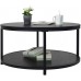 EdMaxwell Round Coffee Table Black Coffee Tables for Living Room 35.8 Rustic Industrial Design Circle Table Furniture Sturdy Metal Frame Legs Cocktail Table with Storage Open Shelf Easy Assembly