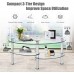 FANTASK Tempered Glass Coffee Table Oval 3-Tier Steel Tea Table w Spacious Glass Desk-Top Open Storage Shelf Modern End Side Table for Home Living Room Office Reception Clear Glass