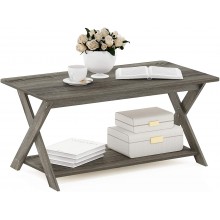 Furinno Modern Simplistic Criss-Crossed Coffee Table French Oak Grey