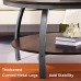 GreenForest Round Coffee Table 35.4 inch Large Size Industrial Style Sofa Table Cocktail Table Metal Legs with 2-Tier Storage Open Shelf for Living Room Easy Assembly Rustic Walnut