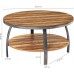 GreenForest Round Coffee Table for Living Room 35.4 inch Large Size Farmhouse Cocktail Table Sofa Table with Storage Shelf Metal Legs Dark Oak