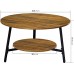 GreenForest Round Coffee Table with 2 Tier Storage Shelf 31.5 inch Wooden Center Table Living Room Sofa Tea Table Saving Space Accent Coffee Table Walnut