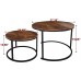 HOJINLINERO Industrial Nesting Coffee Table Wood Set of 2 End Tables for Living Room Stacking Side Tables Sturdy and Easy Assembly Wood Look Accent Furniture with Metal Frame Black+brown