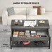 Homieasy Coffee Table Lift Top Coffee Table with Storage Shelf and Hidden Compartment Modern Lift Top Table for Living Room Wood Lift Tabletop Metal Frame Black Oak