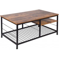 Leopard Coffee Table with Adjustable Shelf Industrial Coffee Table with Metal Legs for Living Room Home Office Coffee Table with Adjustable Storage Shelf Rustic Brown