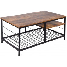 Leopard Coffee Table with Adjustable Shelf Industrial Coffee Table with Metal Legs for Living Room Home Office Coffee Table with Adjustable Storage Shelf Rustic Brown