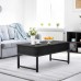 Modern Lift Top Coffee Table with Hidden Storage Compartment and Side Drawer IDEALHOUSE Metal Frame Lift Tabletop Dining Table for Living Room Reception Room Office Black