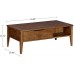 MUSEHOMEINC California Mid-Century Solid Wood Rectangle Coffee Table with Storage Drawer for Living Room Cocktail Height Design Honey Brown Finish