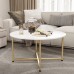 Onpno Round Coffee Table 36 inch White Faux Marble Coffee Table with Sturdy Metal Frame X-Base Modern Sofa Accent Table Furniture for Living Room Office