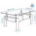 Rectangle Glass Coffee Table Tea Table Modern Side Coffee Table with Lower Shelf Suitable for Living Room 2-Tier Center Coffee Tables for Living Room Tempered Glass Tabletop & Metal Legs White