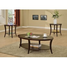 Roundhill Furniture EP Oval Coffee End Tables Set