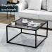 SAYGOER Glass Coffee Table Small Modern Coffee Table Square Simple Center Tables for Living Room 27.6 x 27.6 x 15.7 Inches Gray Black
