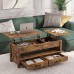 Seventable Lift Top Coffee Table,47.2 Coffee Table with 2 Storage Drawers and Hidden Compartment X Wood Farmhouse Support Retro Center Table with Wooden Lift Tabletop for Living Room,Rustic Brown