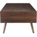 Signature Design by Ashley Kisper Mid-Century Modern Rectangular Coffee Table with Open Storage Shelf Dark Brown