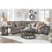 Signature Design by Ashley Sharzane Rustic Round Solid Wood Pine Coffee Table Weathered Gray Finish