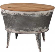 Signature Design by Ashley Shellmond Rustic Distressed Metal Accent Cocktail Table with Lift Top 20" Gray