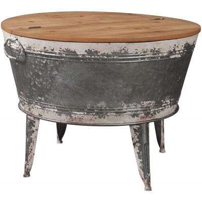 Signature Design by Ashley Shellmond Rustic Distressed Metal Accent Cocktail Table with Lift Top 20 Gray