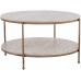 Southern Enterprises Silas Round Faux Stone Cocktail Coffee Table gold