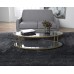 Studio Designs Home Camber 2-Tier Modern 48 Oval Coffee Table in Gold Clear Glass