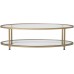 Studio Designs Home Camber 2-Tier Modern 48 Oval Coffee Table in Gold Clear Glass