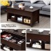 Tangkula Lift Top Coffee Table with Hidden Storage Compartment and Shelf for Home Living Room Accent Home Furniture Wooden Lift Tabletop Storage Coffee Table Espresso
