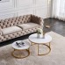 UNIE Modern Nesting Coffee Table Set of 2 Round Accent Coffee Table with Faux Marble Wood Top & Gold Metal Frame for Living Room Office Balcony