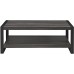 Walker Edison Industrial Modern Rectangle Metal Base and Wood Coffee Table Living Room Accent Ottoman 48 Inch Charcoal