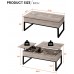 Yaheetech 47 Inch Two-Way Lift Top Coffee Table with Hidden Compartment and Adjustable Storage Shelf Wood Center Dining Table with Raisable Top for Home Living Room Reception Room Gray