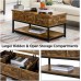 Yaheetech Coffee Table 40in Lift Top Coffee Table Rustic Industrial Lift Up Center Table with Storage Compartments & Shelf for Living Room Reception Rustic Brown