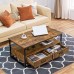 Yaheetech Industrial Coffee Table with Storage Shelf and Drawers Accent Cocktail Table Center Table for Living Room Rustic Brown