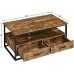 Yaheetech Industrial Coffee Table with Storage Shelf and Drawers Accent Cocktail Table Center Table for Living Room Rustic Brown