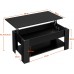 Yaheetech Lift Top Coffee Table with Hidden Compartment and Storage Shelf Rising Tabletop Dining Table for Living Room Reception Room 38.6in L Black