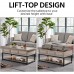 Yaheetech Lift Top Coffee Table with Hidden Compartments & Open Shelf Rising Center Acent Table for Living Room Reception Gray 18-23inch H