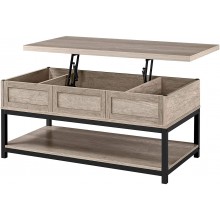 Yaheetech Lift Top Coffee Table with Hidden Compartments & Open Shelf Rising Center Acent Table for Living Room Reception Gray 18-23inch H
