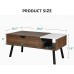 YITAHOME Mid Century Coffee Table with Lift Top Farmhouse Center Table with Hidden Compartment and Storage Shelf Wood Cocktail Table with 4 Modern Metal Legs for Living Room Home Walnut and Marble
