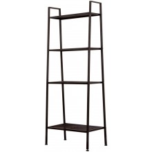 4-Tier Ladder Shelf Industrial Vintage Rustic Storage Rack Shelves Widen Iron Matel Frame Bookshelf Accent Furniture Freestanding for Living Room Study Lounge Kitchen Bedroom Office （Black）