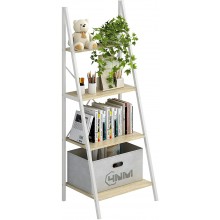 4NM Industrial 4-Tier Ladder Shelf Metal Bookshelf Multifunctional Plant Flower Stand Storage Rack Shelves Bookcase for Accent Furniture White