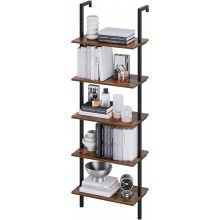 5 Tier Ladder Shelf 72.6’’ Height Wall-Mounted Bookshelf Industrial Display Storage Organizer Unit Plant Flower Stand Rack for Home Office Vintage