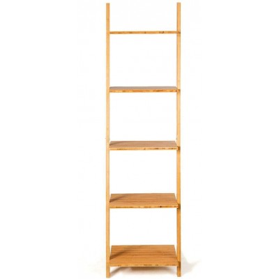 5-Tier Ladder Shelf Bamboo Leaning Bookshelf Ladder Bookcase Open Display Stand Institu Wall Shelves Book Shelf Bathroom Shelves Book Shelves Home Decor Clearance Bathroom Shelf Blanket Ladder