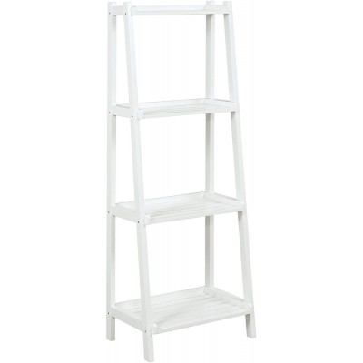 60 White Contemporary 4-Tier Ladder Leaning Multipurpose Shelf