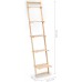 Bookshelf 5-Tier Modern Ladder Shelf Cedar Wood Ladder Wall Shelf Display Rack for Compact Space Living Room Planter Rack Beige 16.3x11.8x69.3