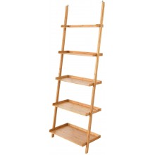 Cenis 5-Tier Ladder Shelf Bamboo Bookshelf Wall-Leaning Storage Display Plant Stand Shelf Wall Shelves Book Shelf Bathroom Shelves Book Shelves Home Decor Clearance Bathroom Shelf Blanket Ladder